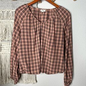 a.n.a. tan plaid top